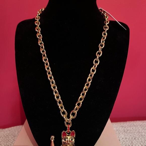 Betsey johnson - LUCKING OUT LUCKY CAT PENDANT NECKLACE RED NWT - Picture 6 of 10